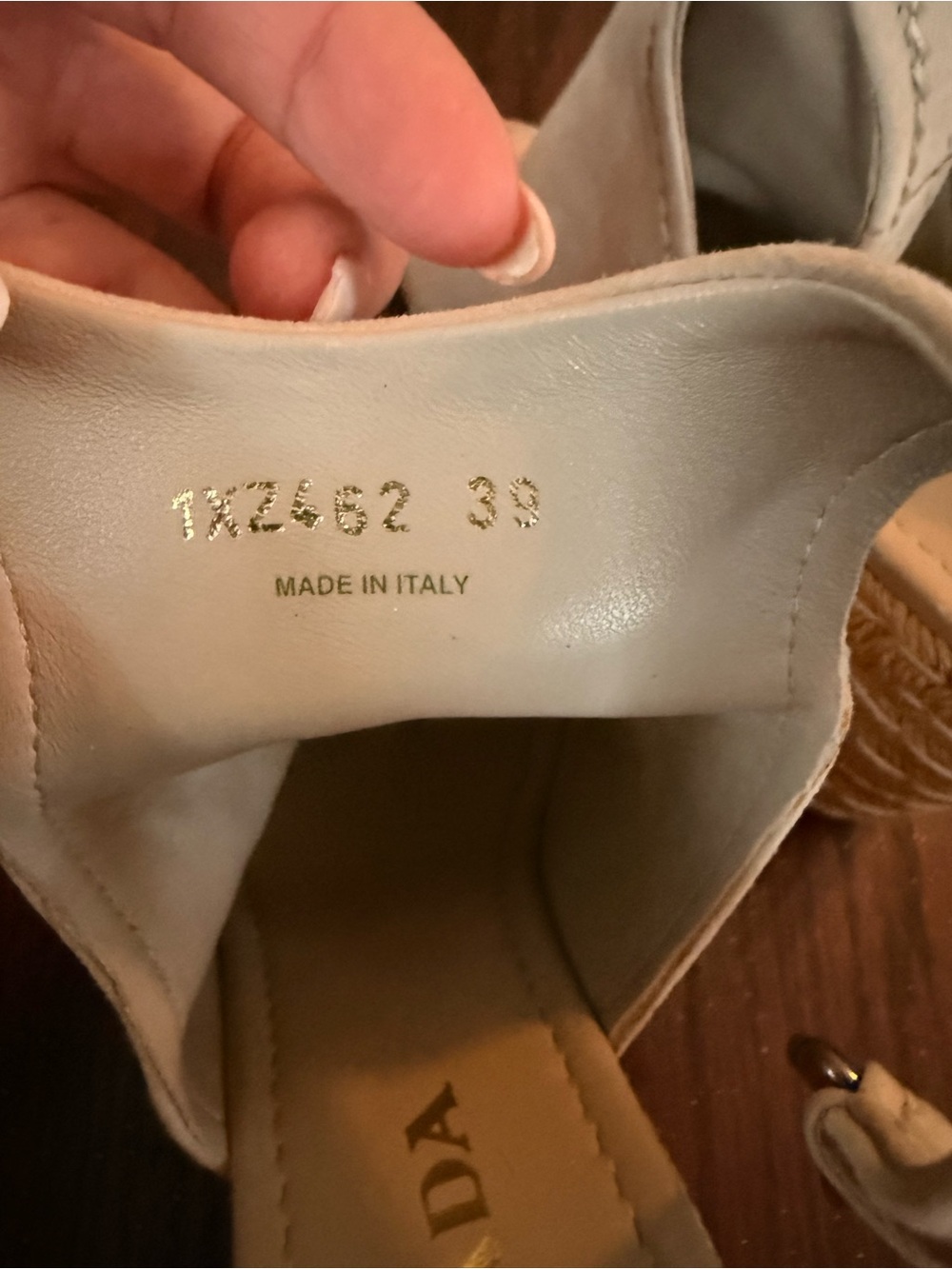 Prada Beige Suede Ankle-Strap Espadrille Wedge - Picture 3 of 7